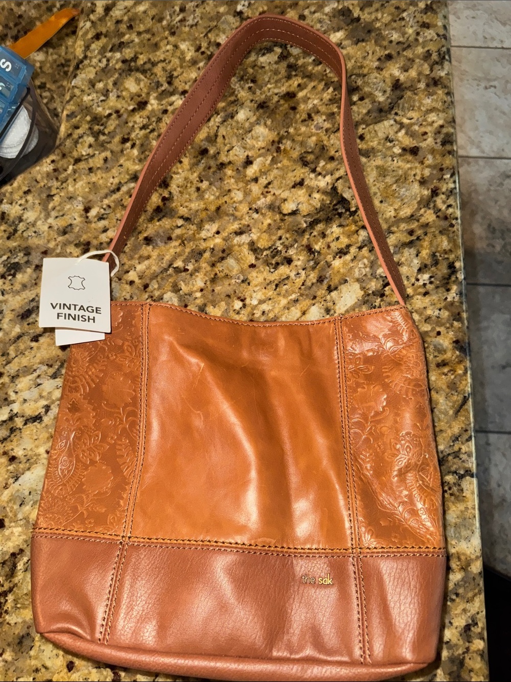 The Sak Leather Shoulder Bag in Cognac Brown
